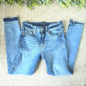 GAP skinny jeans in blue | adjustable waist | size 12 | factory distressed